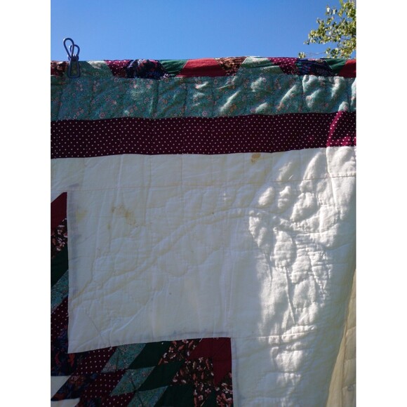 VTG Quilt Hand Stitched Handmade Bedspread 77" X 75" Full Queen - Picture 3 of 10